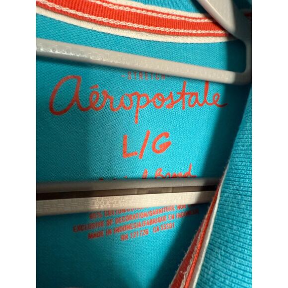 AEROPOSTALE Women's Aero Solid A87 Polo in teal - Picture 4 of 8